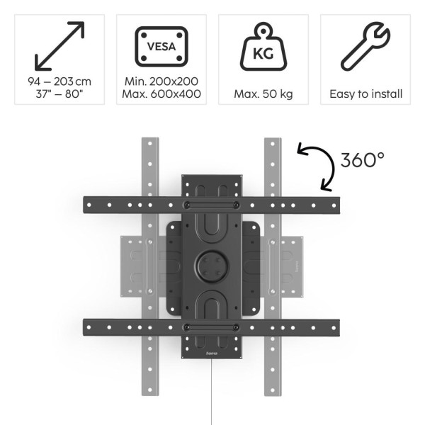 Стенна стойка за TV HAMA, 203 см (80