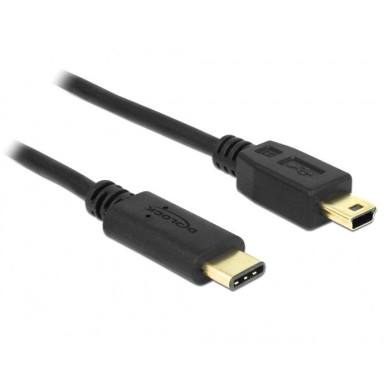 Кабел DeLock, USB-C мъжко - USB-B мъжко, USB 2.0, 0.5 м, Черен