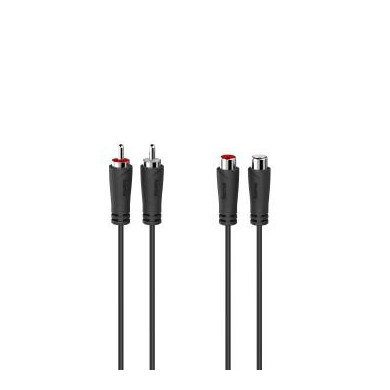 Удължителен аудио кабел HAMA  2 x Чинч мъжко - 2 x Чинч женско, 1.5 м, Черен