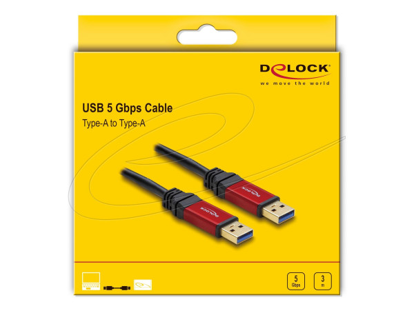 Delock Cable USB 3.0 Type-A male > USB 3.0 Type-A male 3 m metal
