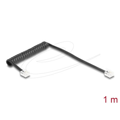 Delock Телефонен кабел спирален кабел RJ11 plug -RJ11 plug , черен 1 м