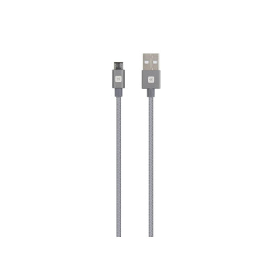 Кабел Skross, USB-A - microUSB, Метална оплетка, 1.20 м, Сив