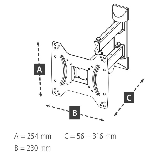 Стенна стойка за TV, Fullmotion, 122 cm (48