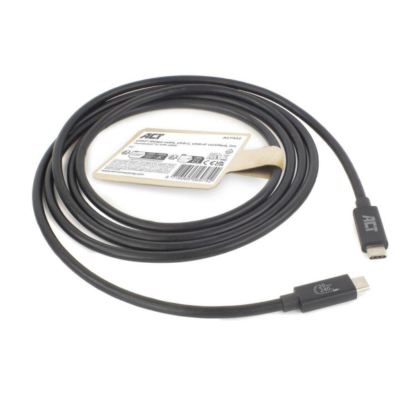 ACT Кабел USB-C - USB-C, 2 м / USB4, 20Gbps, 240W, сертифициран USB-IF