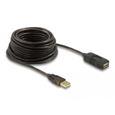 Удължителен кабел DeLock, USB-A мъжко - USB-A женско, USB 2.0, 10 м, Черен
