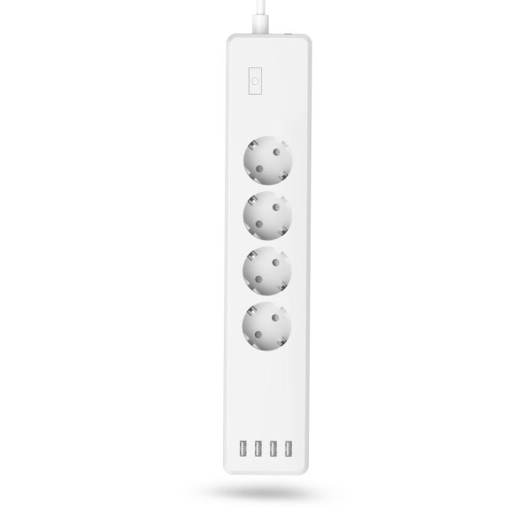 HAMA Смарт разклонител Wi-Fi  2.4Ghz, 4 гнезда, 4xUSB, 1.7 m, бял