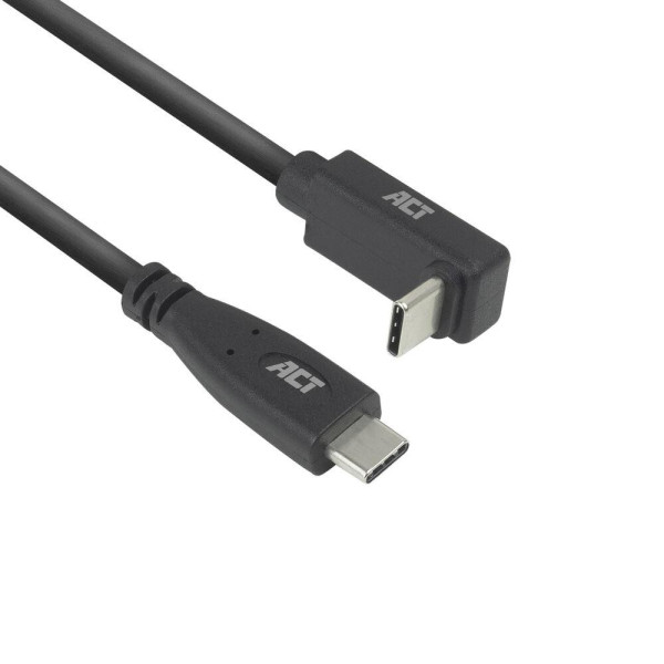ACT Кабел USB-C - USB-C, 10Gbps, 60W, 0.5 м, конектори - 1x прав и 1x на 90° up/down angled