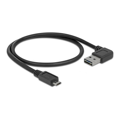 Кабел Delock EASY-USB 2.0 Type-A мъжко angled left / right > USB 2.0 Type Micro-B мъжко 0,5 m